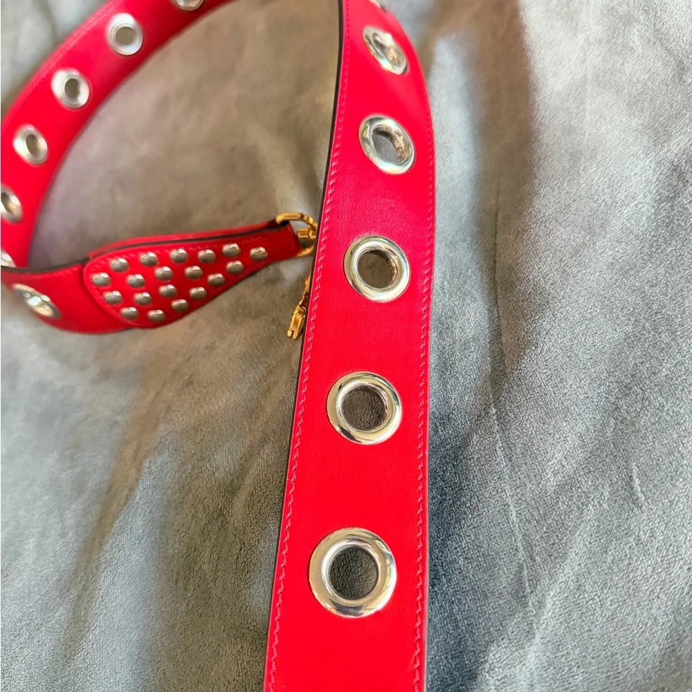 Gucci Red Belt with Grommet Details - Picture 3 of 3